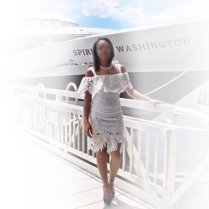 Two piece white skirt set